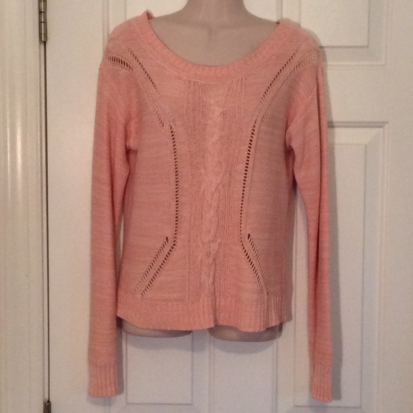 Forever 21 peachy pink cotton open-knit sweater - Picture 1 of 5